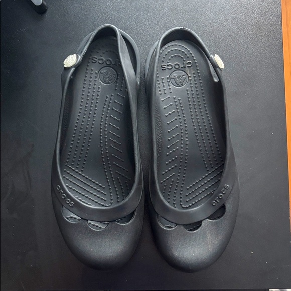 Crocs Jayna Ballet Flats Women's Size 9 Black Cutout Slip On Slingback - Picture 1 of 6